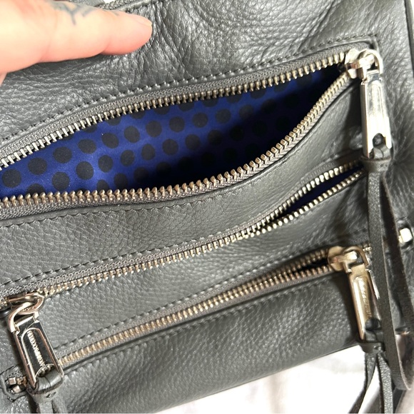 Rebecca Minkoff Mini 5 Zip Crossbody Leather Bag in grey - designer purse - Picture 3 of 9